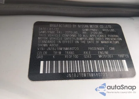 2022 Nissan Rogue Sport Sv Awd Xtronic Cvt z USA, uszkodzony, nr VIN JN1BJ1BW1NW680723